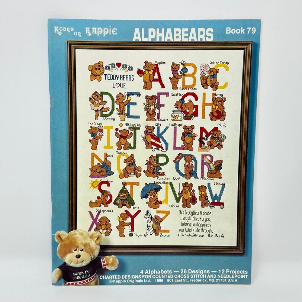 Kount on Kappie Alphabears Cross Stitch Patterns Booklet 1986 Teddy Bears Charts